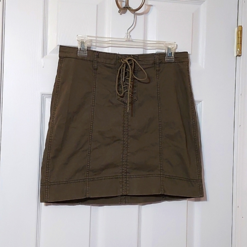 Medium Hayden Lace Up Olive Khaki Skirt